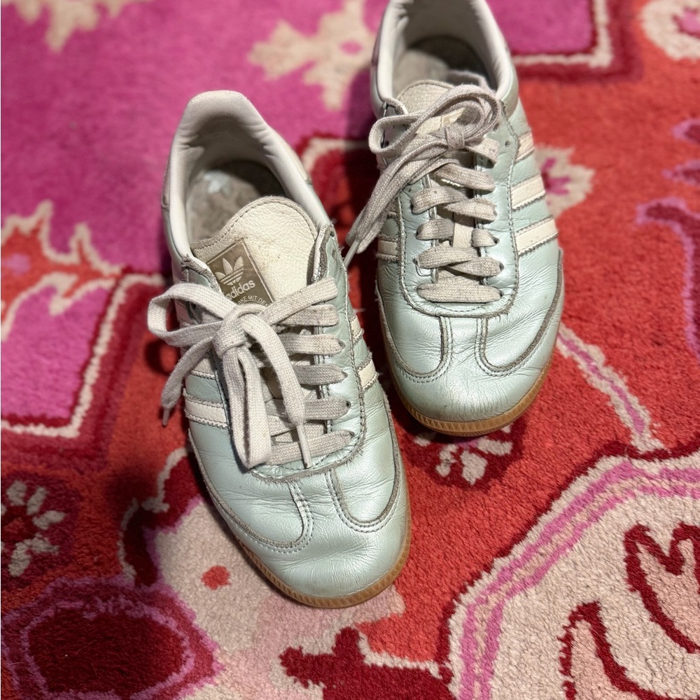 adidas OG Samba Women’s Mint Green cyber metallic and off White Leather Sneakers